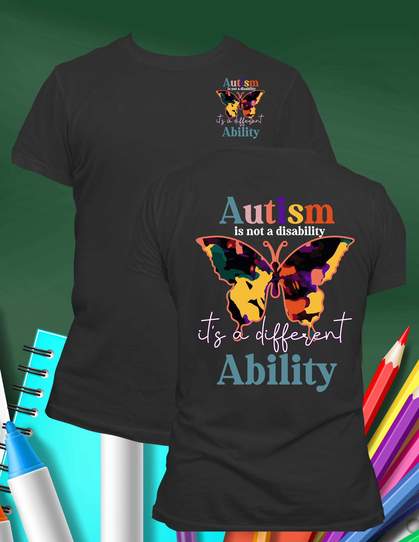 Autism Butterfly Design T Shirt